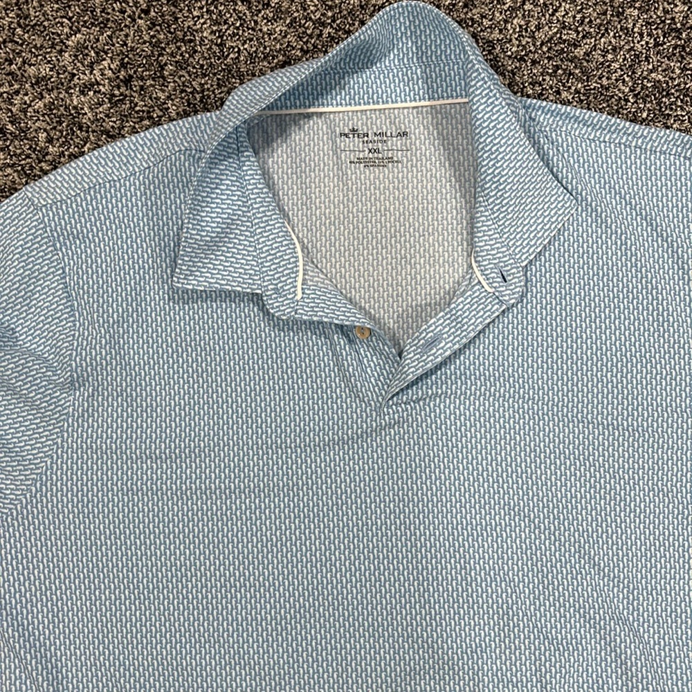 Men's double XL Peter Millar short sleeve collared shirt. Never worn.